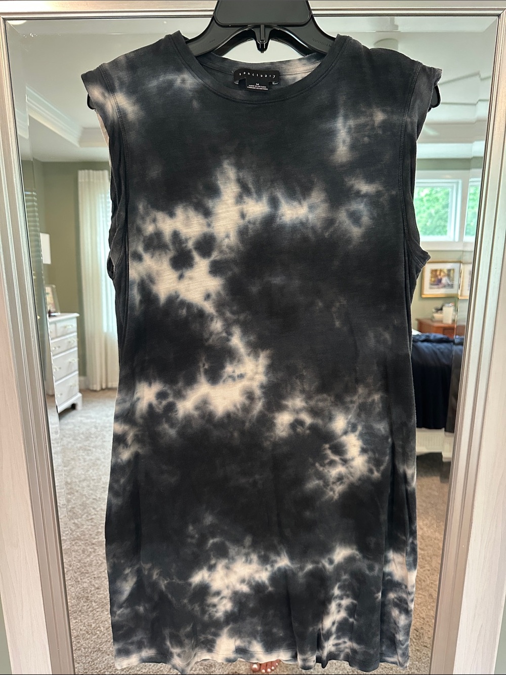 Sanctuary Black & White Tie-Dye Muscle Tee Dress